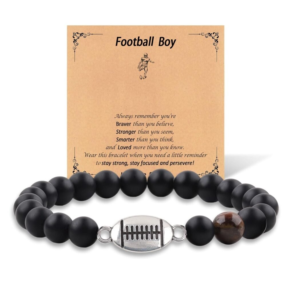 Football Bracelet Gifts for Teen Boys,Graduation Back to School Birthday Christmas Gifts for Son Nephew Grandson Brother