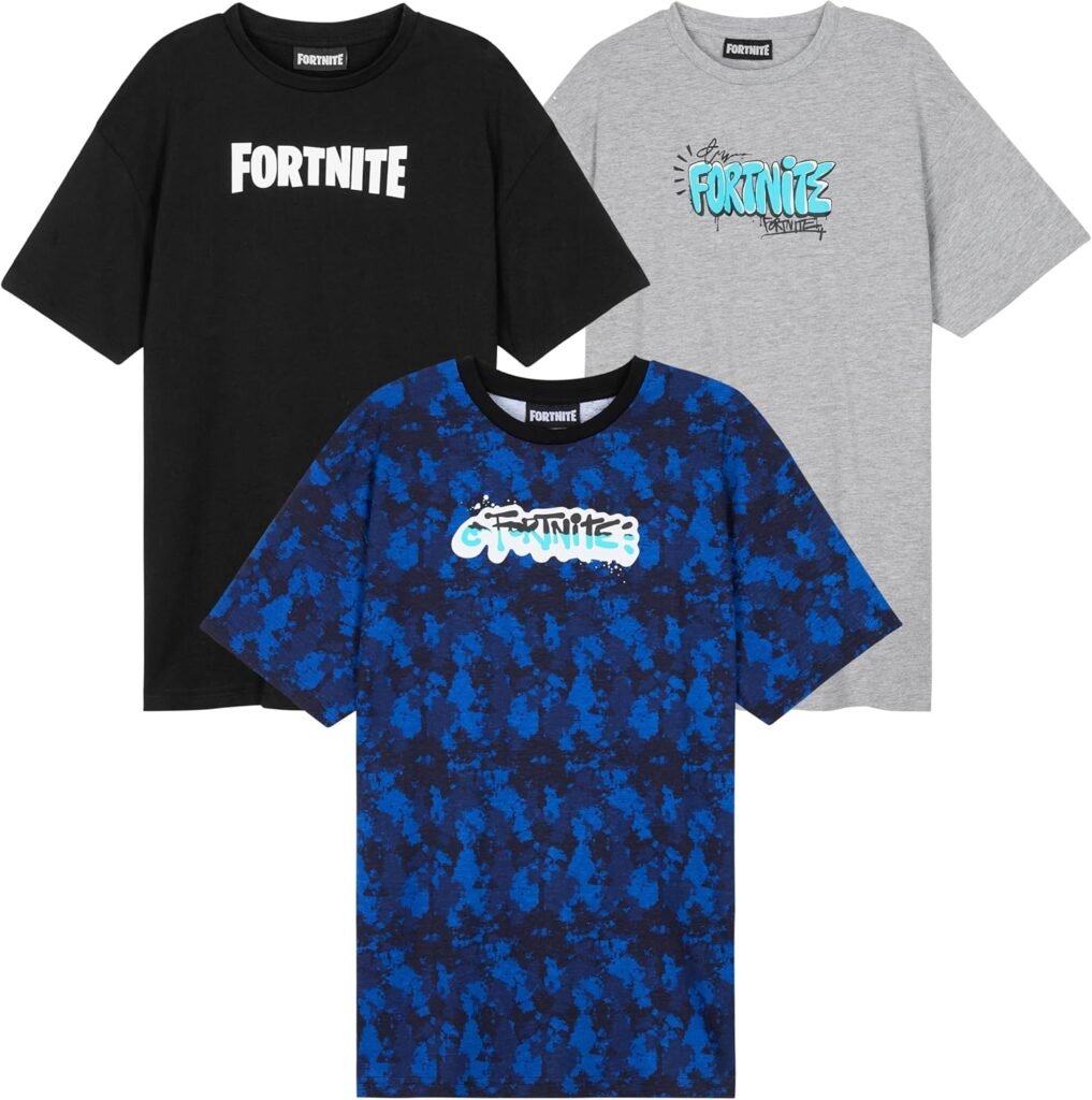 Fortnite Boys Teenagers Crew Neck T-Shirts Set, Soft Breathable Material Pack of 3 – Gamer Gifts Fortnite Boys Teenagers Crew Neck T-Shirts Set, Soft Breathable Material Pack of 3 – Gamer Gifts
