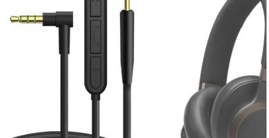 GEEKRIA Audio Cable with Mic Compatible with JBL Live 650BTNC 500BT Tune 770NC 760NC Headphones Cable, 2.5mm to 3.5mm Replacement Stereo Cord with Inline Microphone and Volume Control (4 ft/1.2 m)