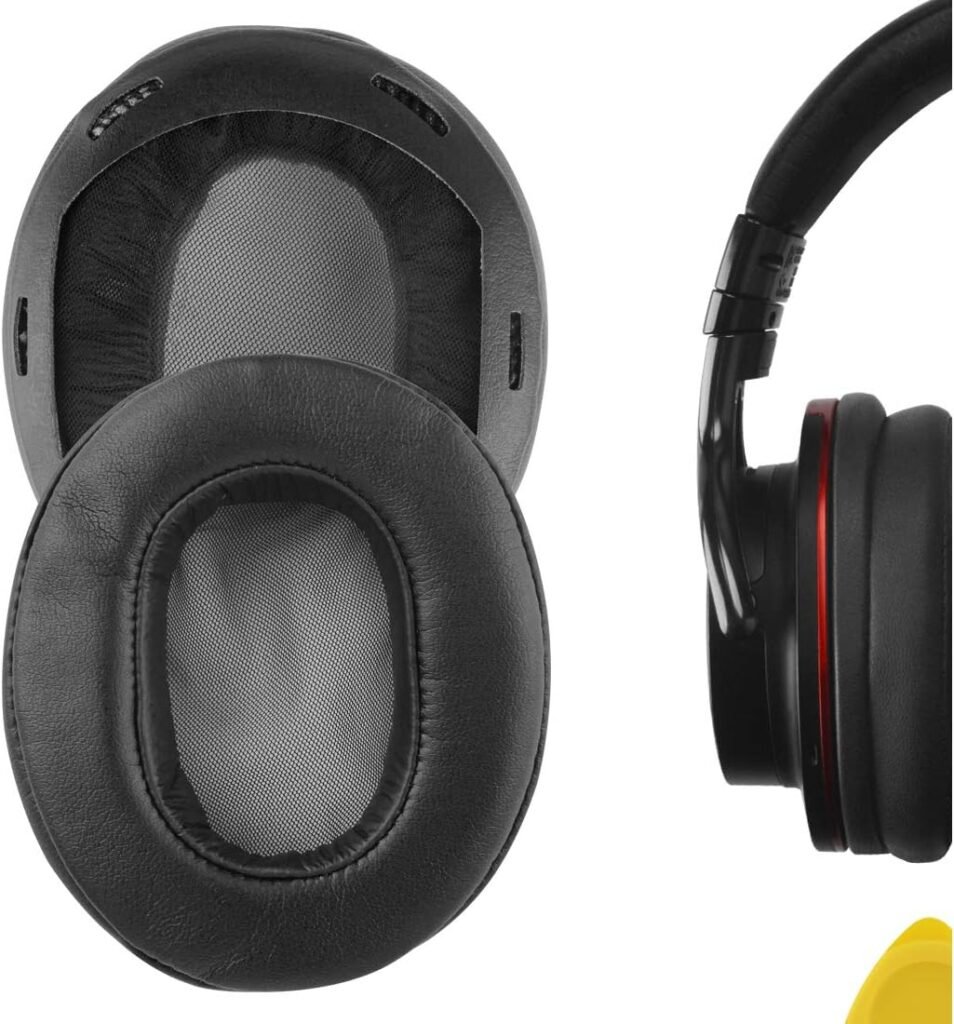 GEEKRIA QuickFit Protein Leather Replacement Ear Pads for SONY MDR-1A, MDR-1ADAC Headphones Earpads, Headset Ear Cushion Repair Parts (Black)