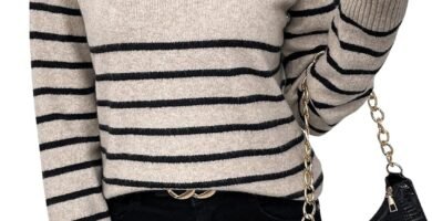 GORGLITTER Women’s Striped Button Decor Jumper Mock Neck Long Sleeve Elegant Pullover Sweaters Top GORGLITTER Women’s Striped Button Decor Jumper Mock Neck Long Sleeve Elegant Pullover Sweaters Top