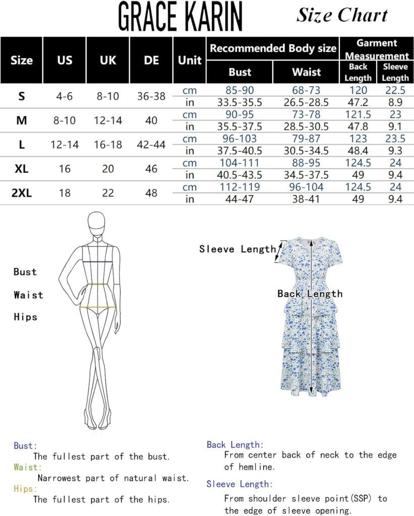 GRACE KARIN Women Floral A-Line Swing Casual Party Long Dresses V Neck Short Flutter Sleeve Smocked Tiered Dress GRACE KARIN Women Floral A-Line Swing Casual Party Long Dresses V Neck Short Flutter Sleeve Smocked Tiered Dress