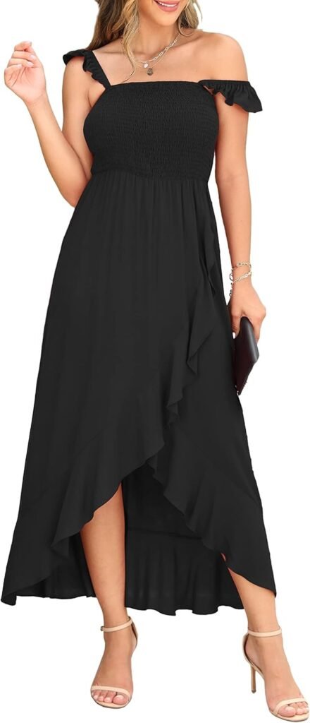 GRECERELLE Womens Summer Beach Cami Maxi Dress – Smocked Bust, Backless, Elastic Waist for Curves – Perfect Casual Party Bohemian Flowy Long Spaghetti Strap Dresses for Holidays Beach