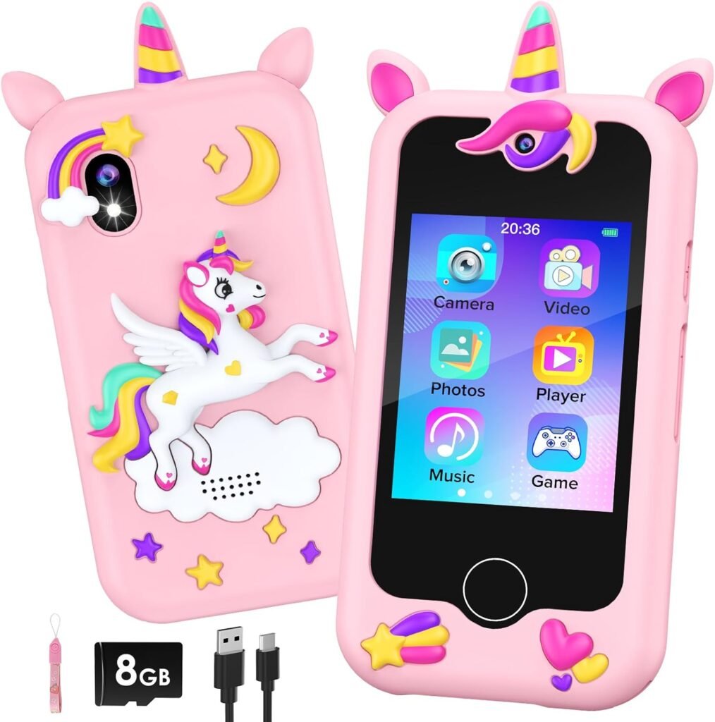 GREENKINDER Kids Smart Phone Toys for Girls, 2.8 Inch Touchscreen with Dual Camera Toddler Learning Toy Phone, MP3 Music Player, Toy Phone for Kids Birthday Toy Gift for Girls Age 3-8, Pink GREENKINDER Kids Smart Phone Toys for Girls, 2.8 Inch Touchscreen with Dual Camera Toddler Learning Toy Phone, MP3 Music Player, Toy Phone for Kids Birthday Toy Gift for Girls Age 3-8, Pink