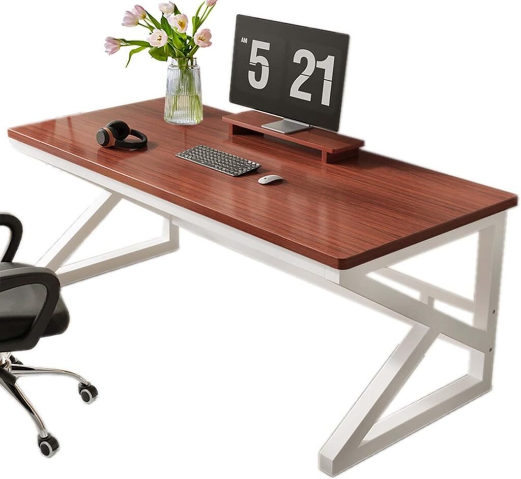 Gaming Table Corner Desk, Modern Simple Wooden Desk, Metal Frame for Home Office Bedroom – Home Office Computer Desk, Student Laptop PC Writing Desks