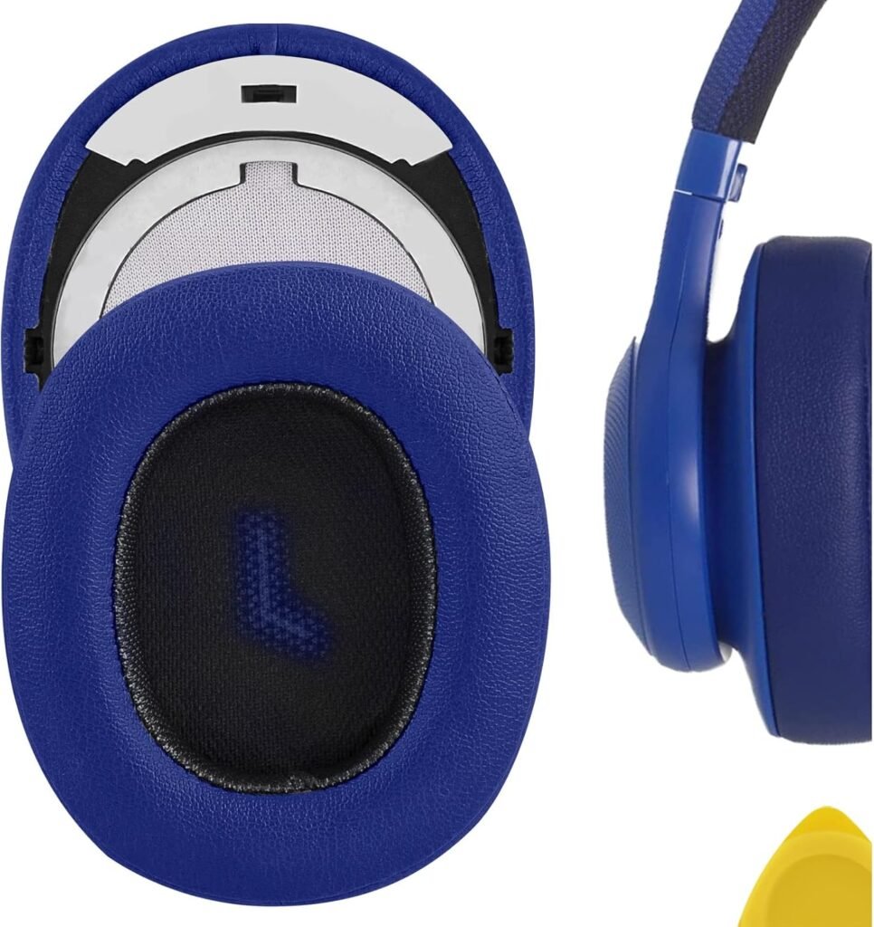 Geekria QuickFit Protein Leather Replacement Ear Pads for JBL E55BT Headphones Ear Cushions, Headset Earpads, Ear Cups Repair Parts (Blue) Geekria QuickFit Protein Leather Replacement Ear Pads for JBL E55BT Headphones Ear Cushions, Headset Earpads, Ear Cups Repair Parts (Blue)