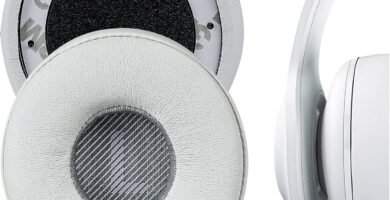 Geekria QuickFit Protein Leather Replacement Ear Pads for JBL Everest 300, V300BT Headphones Ear Cushions, Headset Earpads, Ear Cups Repair Parts (White)