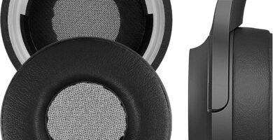 Geekria QuickFit Protein Leather Replacement Ear Pads for Sony WH-H800 Headphones Ear Cushions, Headset Earpads, Ear Cups Repair Parts (Black)