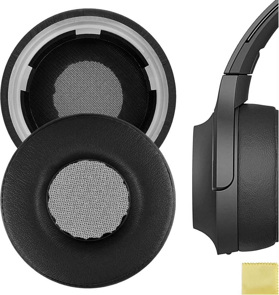 Geekria QuickFit Protein Leather Replacement Ear Pads for Sony WH-H800 Headphones Ear Cushions, Headset Earpads, Ear Cups Repair Parts (Black)