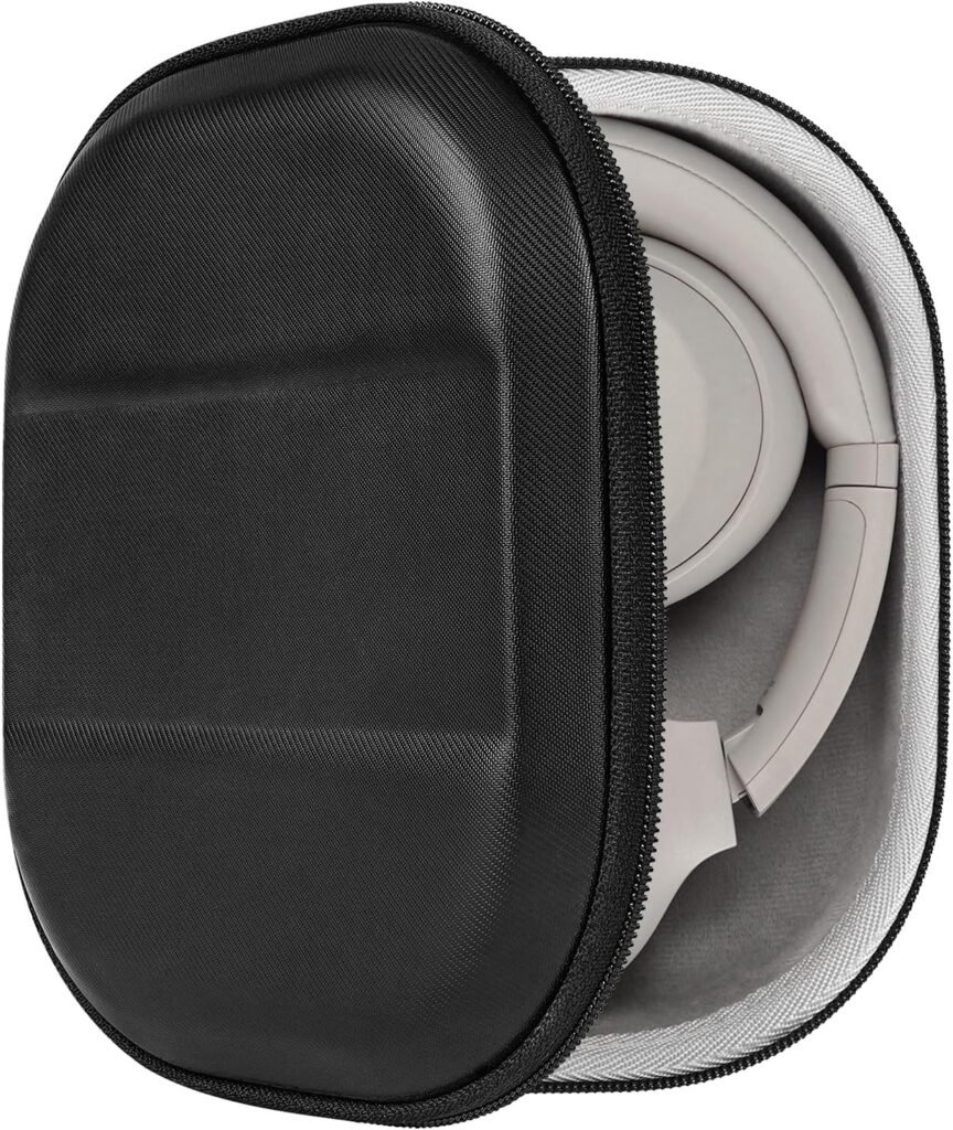 Geekria Shield Headphone Case Compatible with Sony WH-1000XM4, WH-1000XM3, WH-XB910N Headphones, Replacement Protective Hard Shell Travel Carrying Bag with Cable Storage (Black)