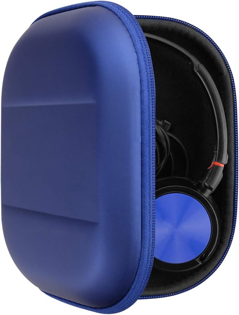 Geekria Shield Headphones Case Compatible with Sony MDR-ZX600, MDR-ZX330BT, MDR-ZX300, MDR-ZX110 Case, Replacement Hard Shell Travel Carrying Bag with Cable Storage (Blue)