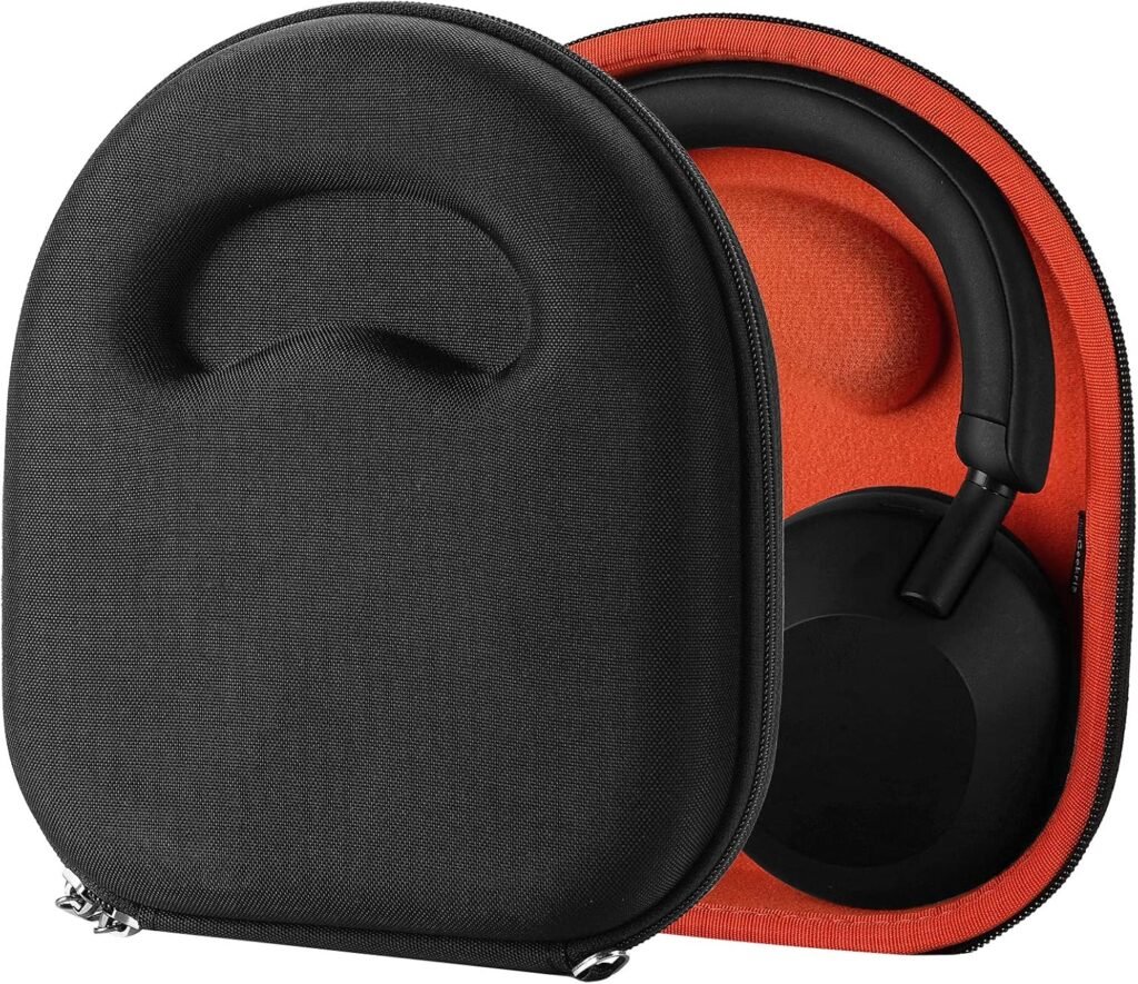 Geekria Shield Headphones Case Compatible with Sony WH-1000XM5, WH-1000XM4, MDR-XB950BT, WH-XB920N, WH-CH720N Case, Replacement Hard Shell Travel Carrying Bag with Cable Storage (Black)