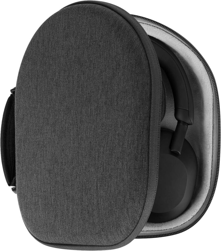 Geekria Shield Headphones Case Compatible with Sony WH-CH510, WH-CH710, WH-CH520, WH-1000XM5 Case, Replacement Hard Shell Travel Carrying Bag with Cable Storage (Dark Grey)