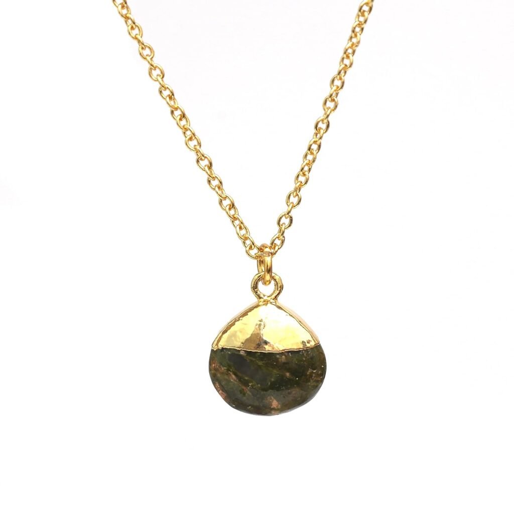 Gempires New Years Gift Natural Unakite Teardrop Pendant, Jewelry for Women, Healing Gifts, Crystal Necklace, 16+2 inch Adjustable 14k Yellow Gold Plated Chain Gempires New Years Gift Natural Unakite Teardrop Pendant, Jewelry for Women, Healing Gifts, Crystal Necklace, 16+2 inch Adjustable 14k Yellow Gold Plated Chain