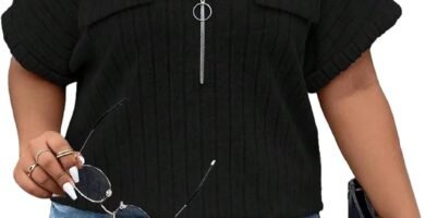 Gemulate Plus Size Tops for Women V Neck Zipper Plus Size Ladies Tops Ribbed Short Sleeve Tunic Tops Loose Casual Lightweight T Shirt Blouses XL-5XL Gemulate Plus Size Tops for Women V Neck Zipper Plus Size Ladies Tops Ribbed Short Sleeve Tunic Tops Loose Casual Lightweight T Shirt Blouses XL-5XL