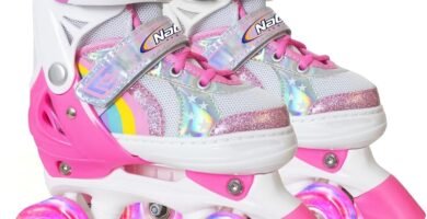 Girls Roller Skates for Little Kids Toddler Ages 3-8, 4 Size Adjustable Rainbow Quad Skates with All Light Up Wheels for Outdoor Sports Girls Roller Skates for Little Kids Toddler Ages 3-8, 4 Size Adjustable Rainbow Quad Skates with All Light Up Wheels for Outdoor Sports