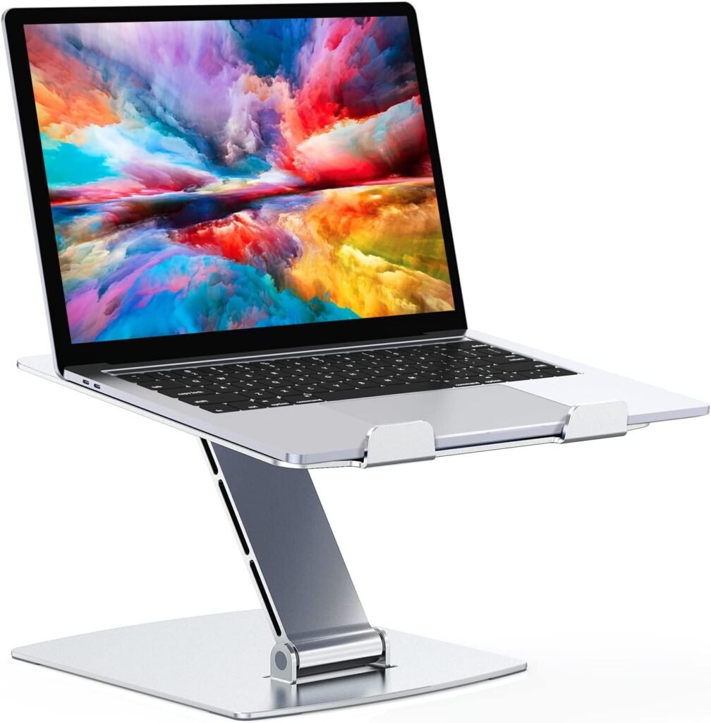 Glangeh Laptop Stand Adjustable Height, Ergonomic Air-Ventilated Laptop Riser Holder for Desk, Aluminum Foldable Laptop Cooling Pads Computer Stand Compatible with MacBook Air Pro (10-16″)-Silver Glangeh Laptop Stand Adjustable Height, Ergonomic Air-Ventilated Laptop Riser Holder for Desk, Aluminum Foldable Laptop Cooling Pads Computer Stand Compatible with MacBook Air Pro (10-16″)-Silver