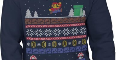 Graphic Impact Inspired Retro Gaming Freak Christmas Jumper Ugly Xmas Sweatshirts