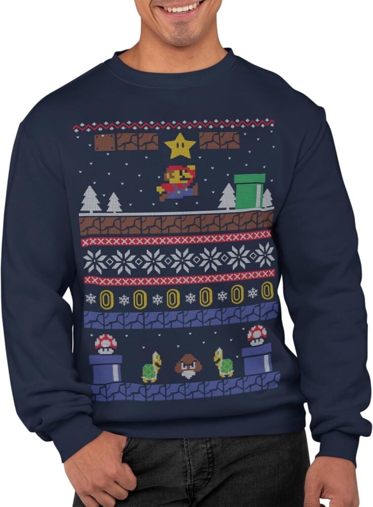 Graphic Impact Inspired Retro Gaming Freak Christmas Jumper Ugly Xmas Sweatshirts