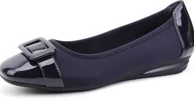 Greatonu Womens Buckle-Embellished Wedge Heel Casual Ballet Flats