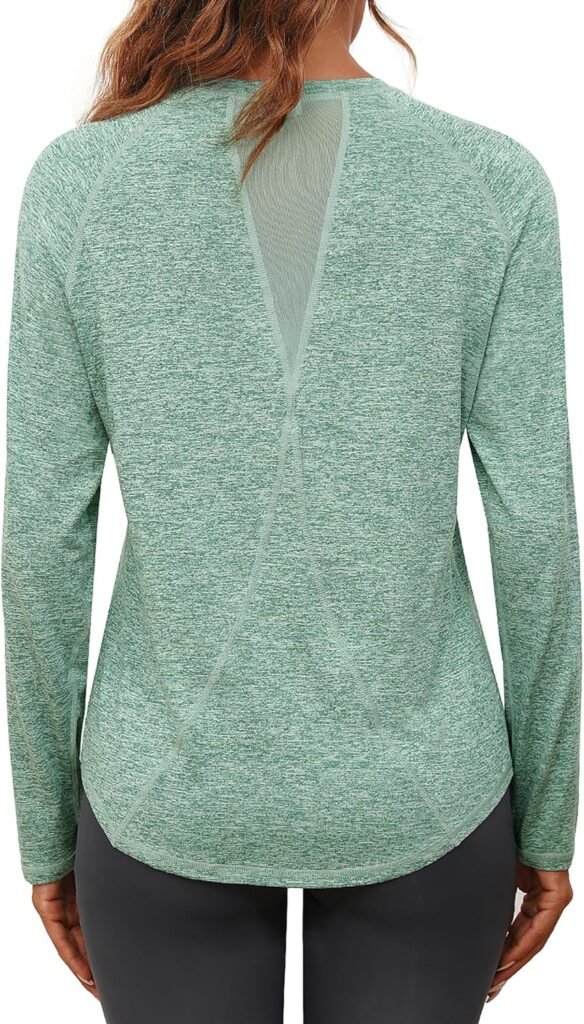 Gyabnw Women Activewear Gym Tops Ladies Workout Long Sleeve Running Tee Yoga Sport Tshirt Top