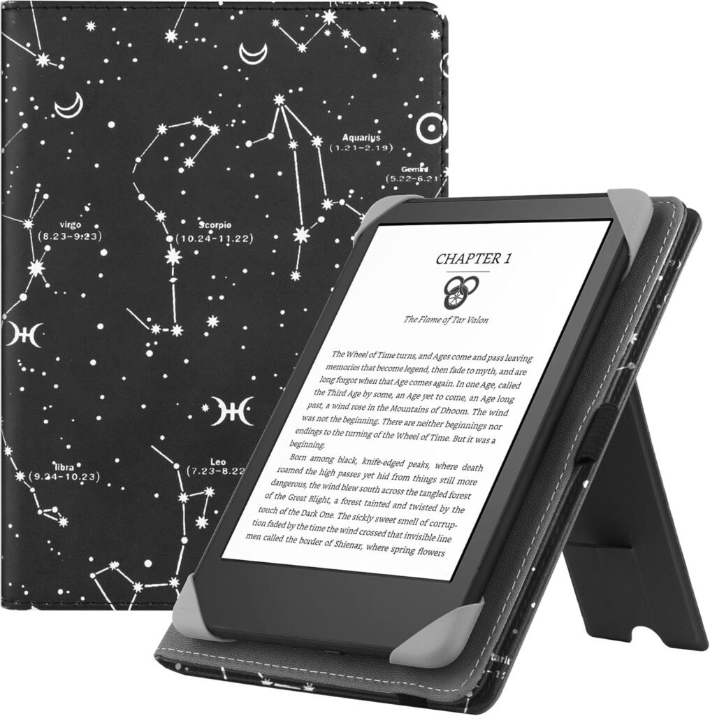 HGWALP Universal Case for 6″ eReaders, Folio Leather Stand Cover with Handstrap Compatible with All 6 inch Paperwhite/Paperwhite/Kobo/Tolino/Pocketook E-Book Reader-Constellation HGWALP Universal Case for 6″ eReaders, Folio Leather Stand Cover with Handstrap Compatible with All 6 inch Paperwhite/Paperwhite/Kobo/Tolino/Pocketook E-Book Reader-Constellation