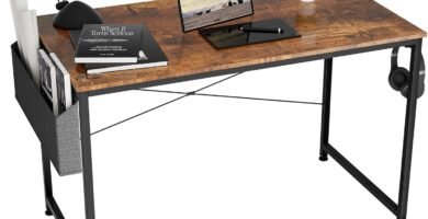 HOMIDEC Writing Computer Desk,Office Work Desk for student and worker,Laptop Table with Storage Bag and Headphone Hook,Modern Simple Style Desks for Bedroom,Home, Office(100x50x75cm) HOMIDEC Writing Computer Desk,Office Work Desk for student and worker,Laptop Table with Storage Bag and Headphone Hook,Modern Simple Style Desks for Bedroom,Home, Office(100x50x75cm)