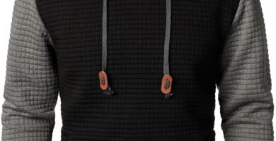 HOOD CREW Men’s Long Sleeve Hoodie Drawstring Hooded Color-block Casual Pullover