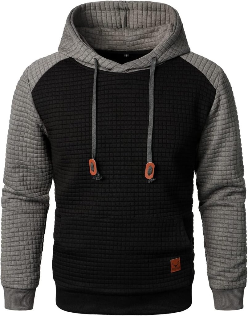 HOOD CREW Men’s Long Sleeve Hoodie Drawstring Hooded Color-block Casual Pullover HOOD CREW Men’s Long Sleeve Hoodie Drawstring Hooded Color-block Casual Pullover