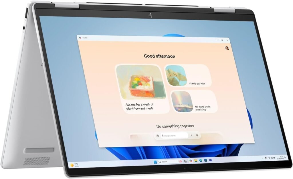 HP Envy x360 14″ 2in1 Laptop, AMD Ryzen 7-8840HS Processor, AI Enhanced, 16 GB RAM, 1TB SSD, AMD Radeon Graphics, WUXGA IPS Touchscreen, Up to 14hrs 45 battery, Win 11, Glacier Silver, 14-fa0000sa