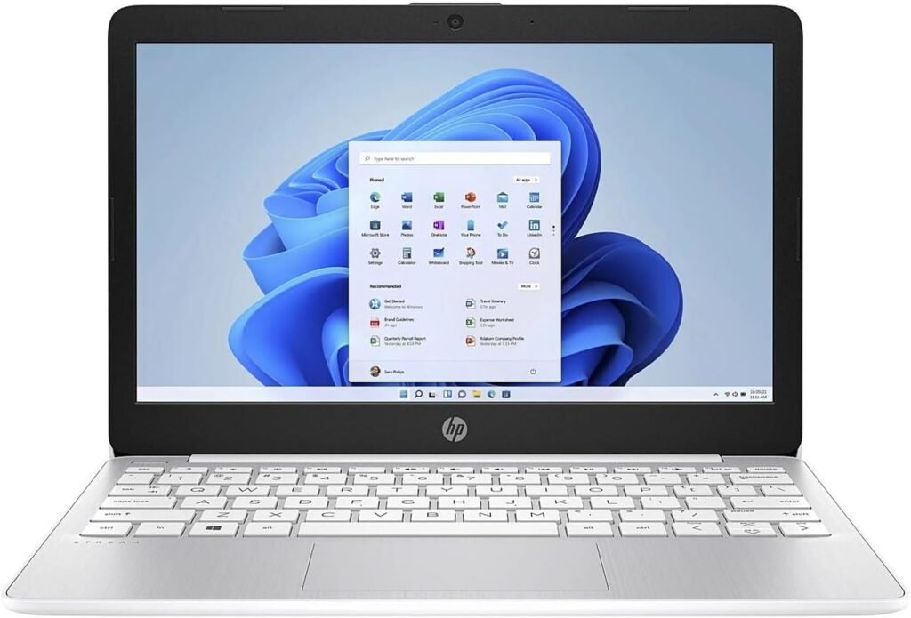 HP Stream 11-ak0027na 11.6” HD – Intel Celeron N4120, 64GB eMMC, 4GB DDR4, SD Card Reader, Intel UHD Graphics, WIFI 6 & Bluetooth 5.3, HD Webcam, Dual speakers, UK Keys, Windows 11 Home (Renewed)