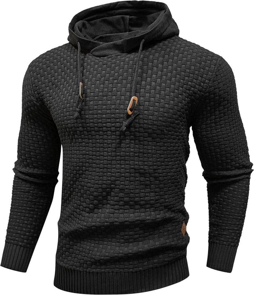 HYPESTFIT Men’s Hoodies Long Sleeve Pullover Solid Knitted Drawstring Sweatshirt Casual Hoody Top HYPESTFIT Men’s Hoodies Long Sleeve Pullover Solid Knitted Drawstring Sweatshirt Casual Hoody Top