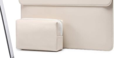 HYZUO 13 Inch Laptop Sleeve Case Bag with Stand for 2024-2018 MacBook Air 13 M3 M2 M1, 2024-2016 MacBook Pro 13 M2 M1, 13 iPad Pro/Air M4 M2 2024, Surface Pro 11/10/9, XPS 13, with Pouch, Beige