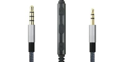 HansnBy 3.5mm to 2.5mm Male Audio Cable for JBL Tune 710BT, 600BTNC, Live 660NC, 460NC, E45BT E55BT E65BTNC Headphone, Remote Volume Control Mic for iPhone