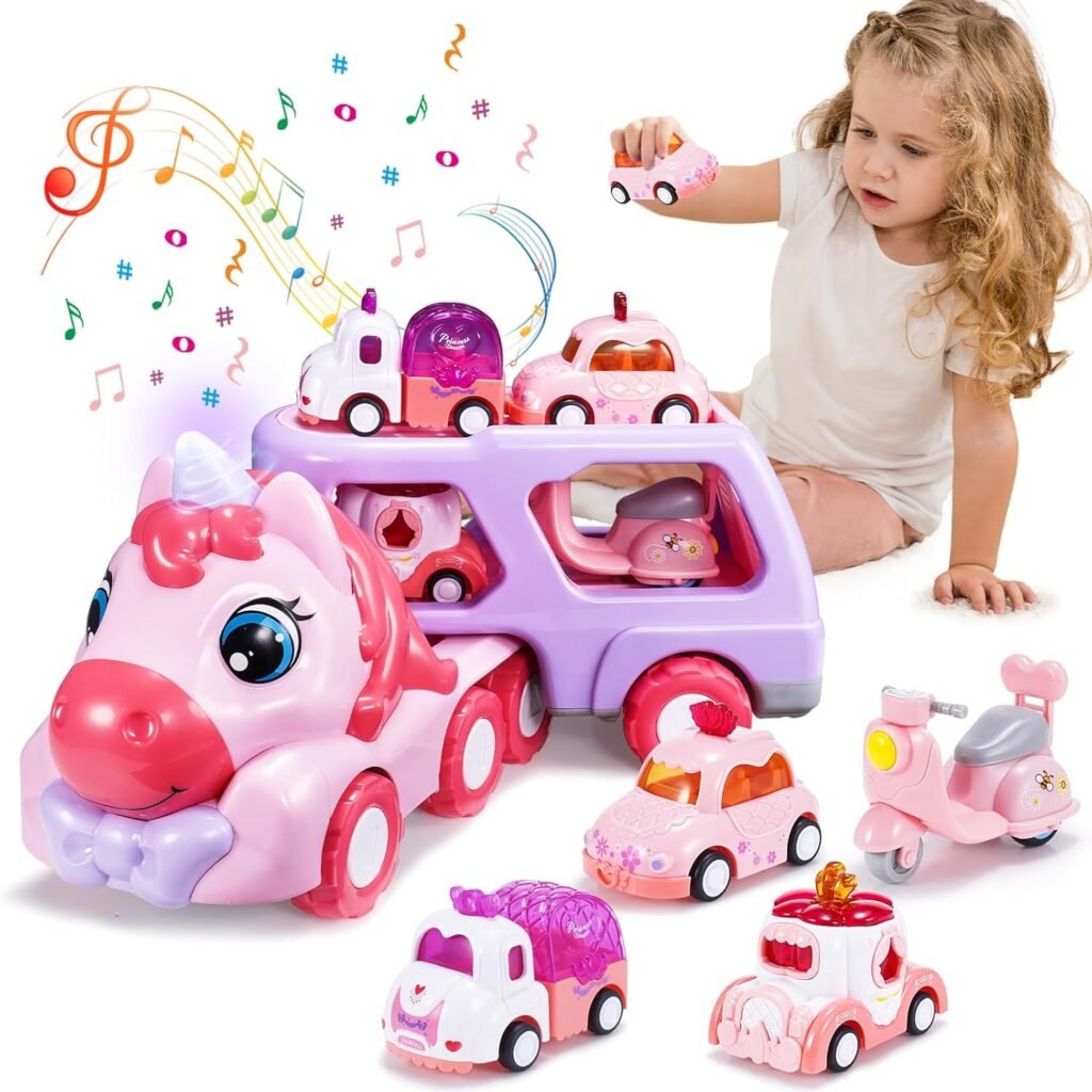 Hapikids Toys for 1 2 3 Year Old Girls,Unicorn Gifts for Girls Car Toys Gifts for 1-3 Year Old Girls Toys Unicorn Toys Girls Gifts Age 1 2 3 Year Old Girls Toys Girls Birthday Present Toddler Toys