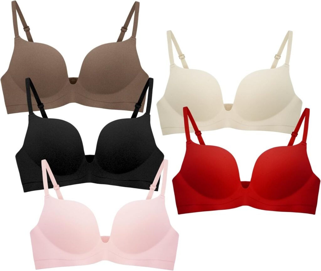 Happy Cherry – 3 4 5 6 Pieces Teen Girl Bra Underwear Padded Bra Wireless Seamless Bralettes Sport Training Bras Soft Breathable Crop Tops with Adjustable Strap for Kids Teenager Young Girl Women