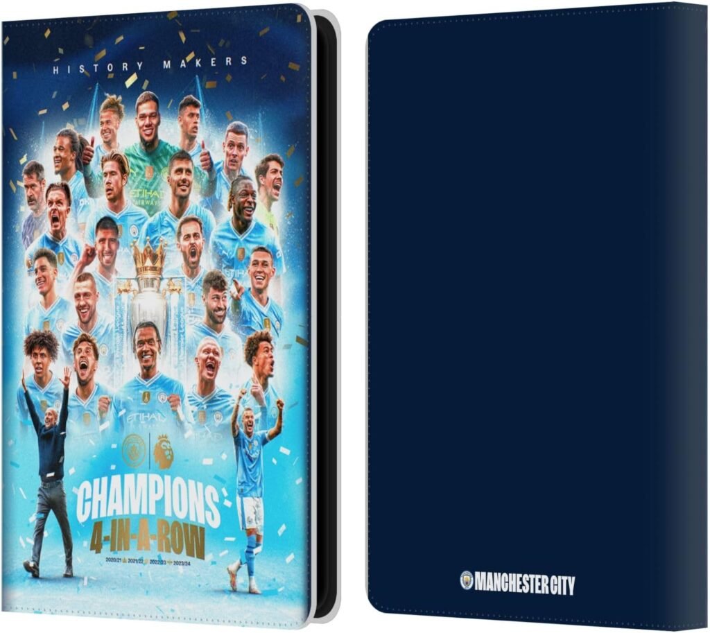 Head Case Designs Officially Licensed Manchester City Man City FC Team Poster 2024 Premier League Champions Leather Book Wallet Case Cover Compatible With Kindle Paperwhite 5 (2021)