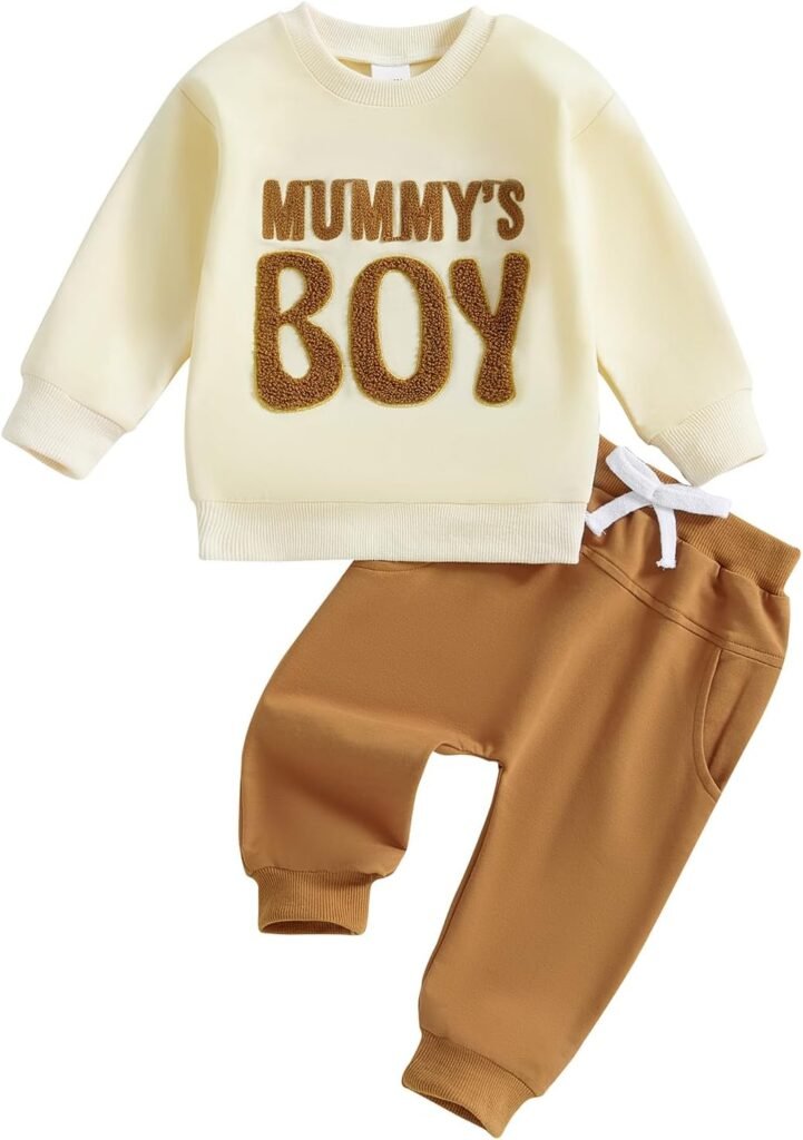 Himllauen Baby Boys Girls Letter Embroidery Outfit Baby 2Pcs Long Sleeve Boy/Girl Sweatshirts + Pants Sets for Unisex Baby Fall Winter