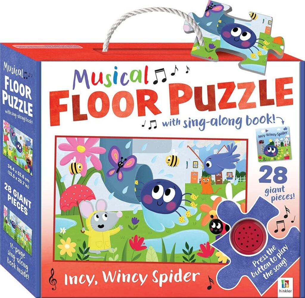 Hinkler | Incy Wincy Spider Nursery Rhymes Floor Puzzle with Sounds and Story Book | Musical Nursery Rhyme Button | Story Book for Toddlers | Ages 3 Years Plus Hinkler | Incy Wincy Spider Nursery Rhymes Floor Puzzle with Sounds and Story Book | Musical Nursery Rhyme Button | Story Book for Toddlers | Ages 3 Years Plus