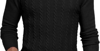 Hisir Mens Jumpers Cable Knit Winter Warm Crew Neck Long Sleeve Pullover Sweater for Men