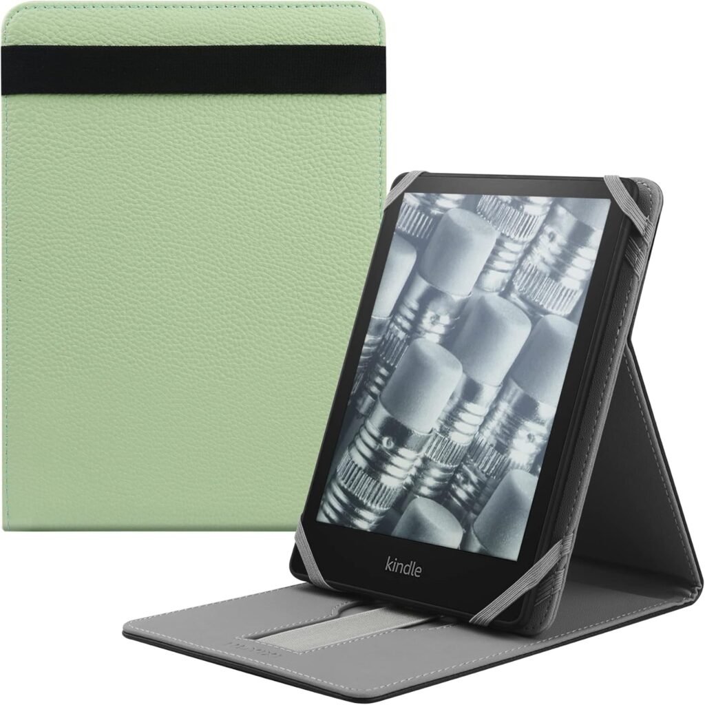 HoYiXi Foldable Case for 6.8″,7″ Kindle Paperwhite/Colorsoft 2024-2021/ Paperwhite Signature Edition 2021 Vertical Flip Stand Cover for 6″-6.8” Kobo/Tolino/Sony Ebook reader – Green