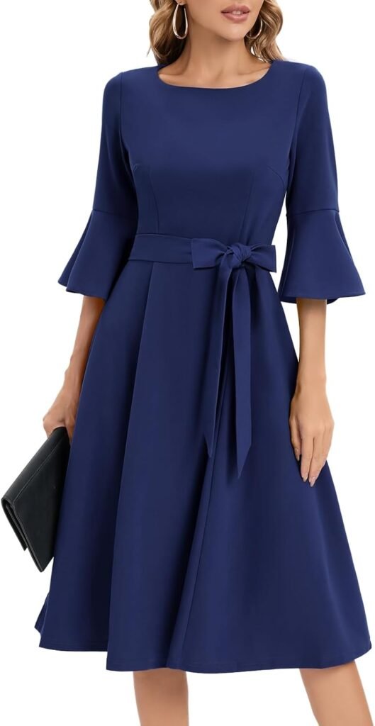 HomRain Women 3/4 Sleeve Elegant Formal Dress for Cocktail Classy Fall/Winter Christmas Dress Church Work Dress HomRain Women 3/4 Sleeve Elegant Formal Dress for Cocktail Classy Fall/Winter Christmas Dress Church Work Dress