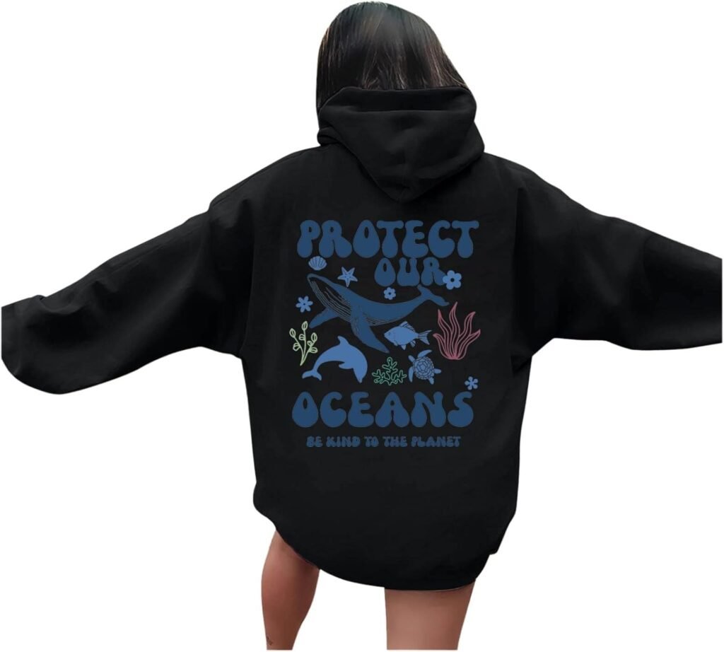 Hoodies for Teen Girls Protect Our Oceans Hoodie – Shark Hoodie, Save The Ocean, Respect The Locals Hoodie, Surf Hoodie