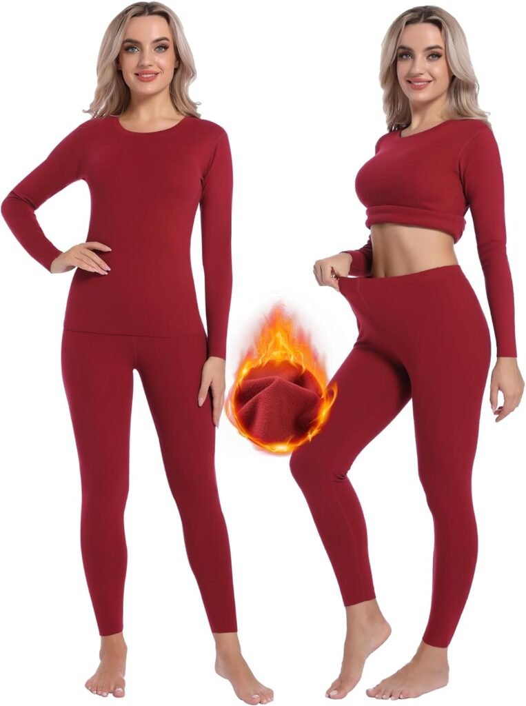 INNERSY Women’s Thermal Underwear Set Soft Base Layer Ladies Warm Top & Bottoms for Winter