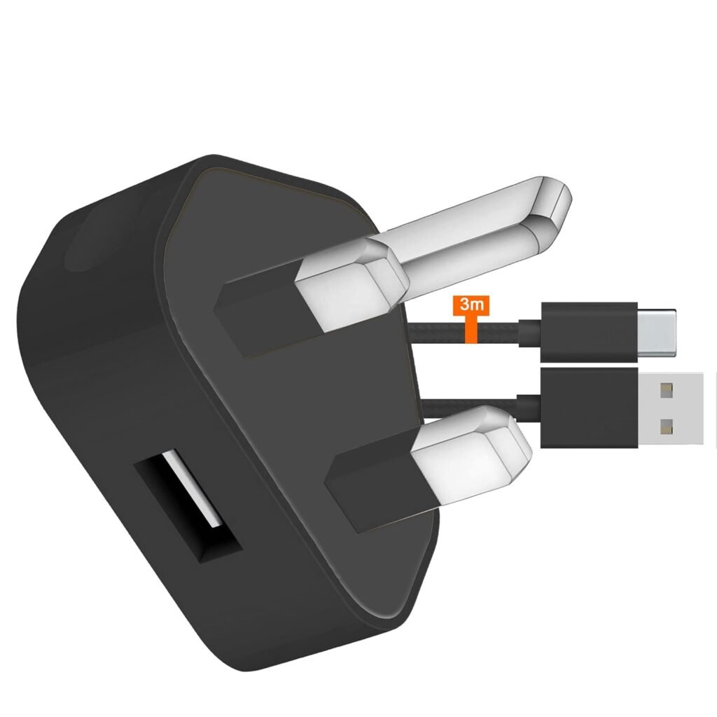 IWIO 3 Pin UK 1A 12W Plug and 3M Extra Long Durable Nylon Braided USB C/Type C Cable compatible with Kindle Paperwhite 6.8″ 11th Generation 2021 (Black) IWIO 3 Pin UK 1A 12W Plug and 3M Extra Long Durable Nylon Braided USB C/Type C Cable compatible with Kindle Paperwhite 6.8″ 11th Generation 2021 (Black)