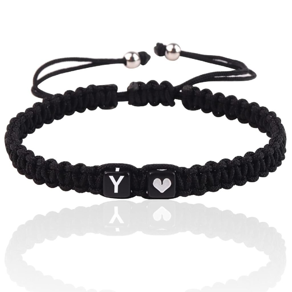 Initial Bracelet for Men Women, Y Charm Letter Bracelets for Teen Girls/Boys, Handmade Rope Braided Bracelet, Best Friend Bracelet (Y)