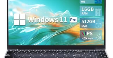 Insoluxia 15.6 inch Laptop, 16GB RAM 512GB SSD, 1080P FHD Celeron N95 Laptop, Touch ID Dual-Band WiFi Notebook, with Mini HDMI, 2xUSB 3.0, Full Size Backlit Keyboard Laptop
