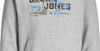 JACK & JONES Men’s Hoodie with Adjustable Drawstring Bold Logo Print Design Fleece Lining Kangaroo Pocket Sweatshirt for Men, Size- S to 2XL