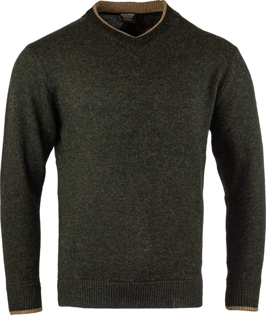 JACK PYKE Ashcombe 100% Lambswool Long Sleeve V-Neck Jumper Pullover