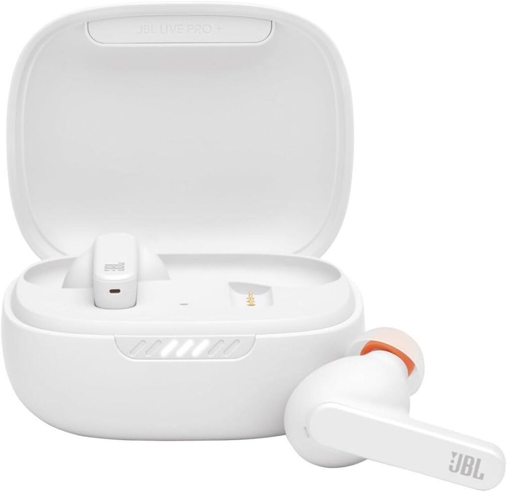 JBL Live Pro+ TWS True Wireless Noise-Cancelling Earbuds, In-Ear Bluetooth Headphones with 28-Hour Battery, Fast Pair, Wireless Charging, White JBL Live Pro+ TWS True Wireless Noise-Cancelling Earbuds, In-Ear Bluetooth Headphones with 28-Hour Battery, Fast Pair, Wireless Charging, White